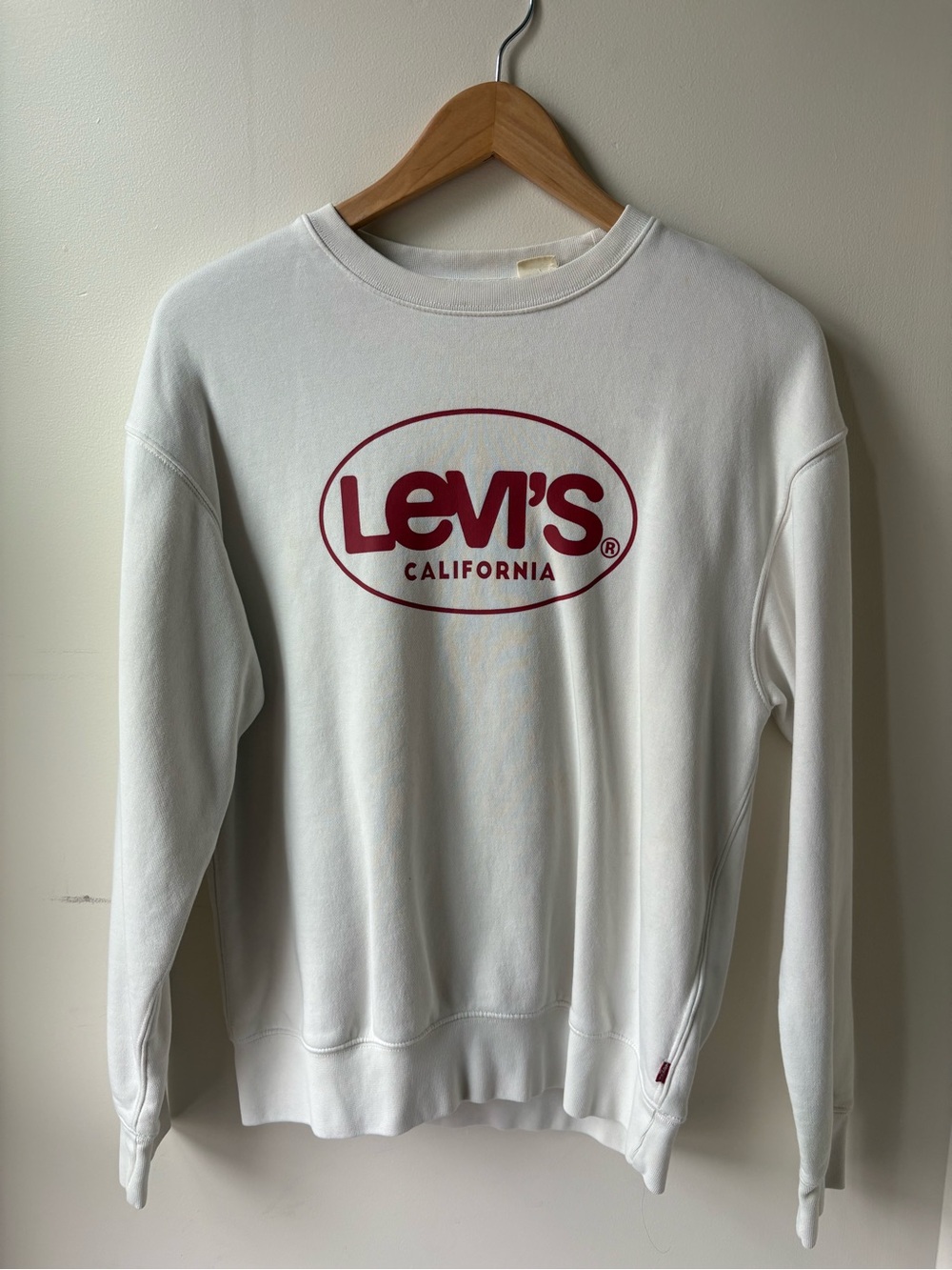 Levi's White Crewneck Sweatshirt with Red Oval Logo